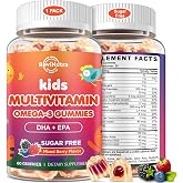 Kids Multivitamin Gummies - Vitamins Multivitamin for Kids 4+ Sugar Free | with Omega 3 DHA/EPA, Vitamins C, D3, B6, B12 &amp; Zinc - Immune Support - Mixed Berry Flavor 60 Count