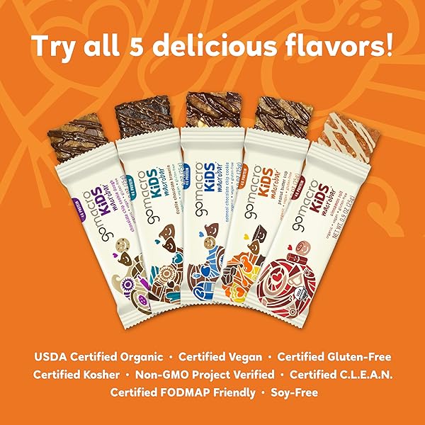 GOMACRO KIDS MACROBAR ORGANIC VEGAN SNACK BARS – PEANUT BUTTER CUP (0.90 OUNCE BARS, 7 COUNT)