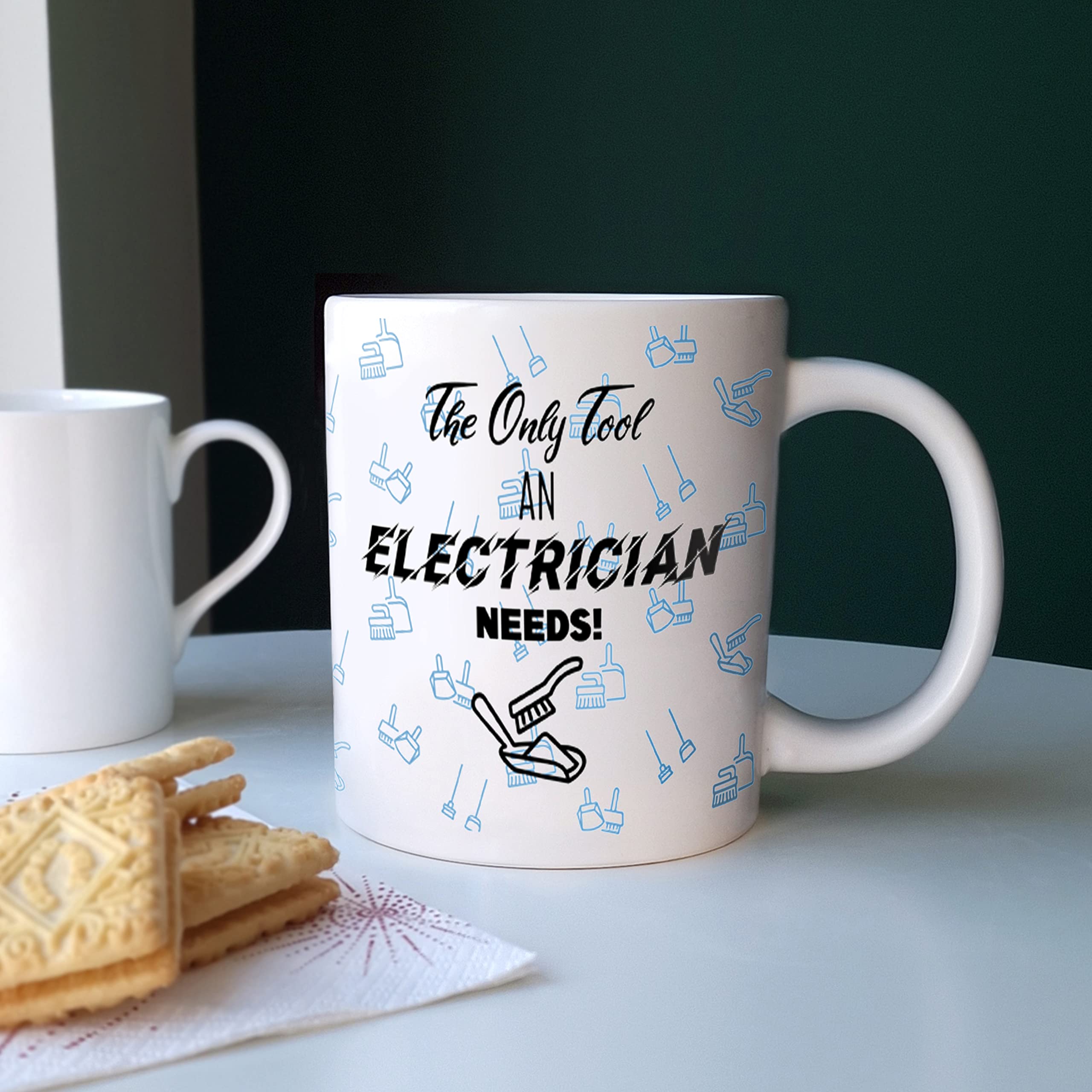 Purely Home Extra Large Big Electrician Mug Fun Joke Trades Gift - 'The Only Tool an Electrician Needs' - Jumbo White Coffee/Tea Present