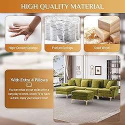 Wrofly U-Shaped Sectional Sofa Couch, 114" Comfy
