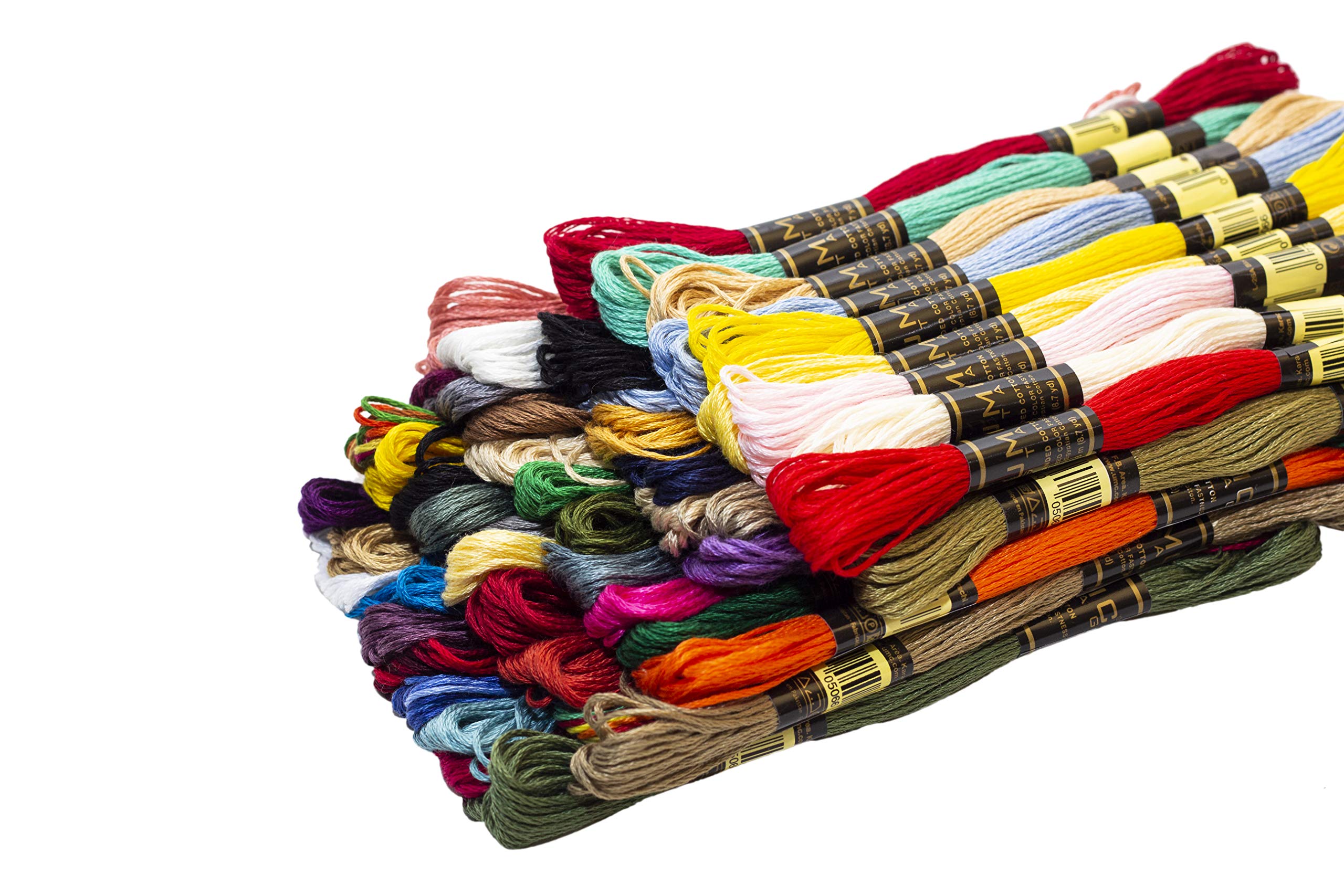 Pack of 50 Popular Colours Premium Embroidery Thread | 100% Egyptian Cotton Premium Skeins | Cross Stitch Embroidery Floss | Oeko TEX Certified Stranded Cotton | Ideal for Arts & Crafts