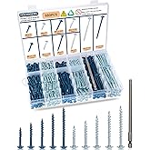 680 pcs Pocket Hole Screws Assortment Kit, 5 Sizes Blue Ceramic Coated and Zinc Coated Pocket Screws, Square Drive Self Tapping Coarse Thread Wood Screws Set, #8 x 1, 1-1/4", 1-1/2", 2", 2-1/2"