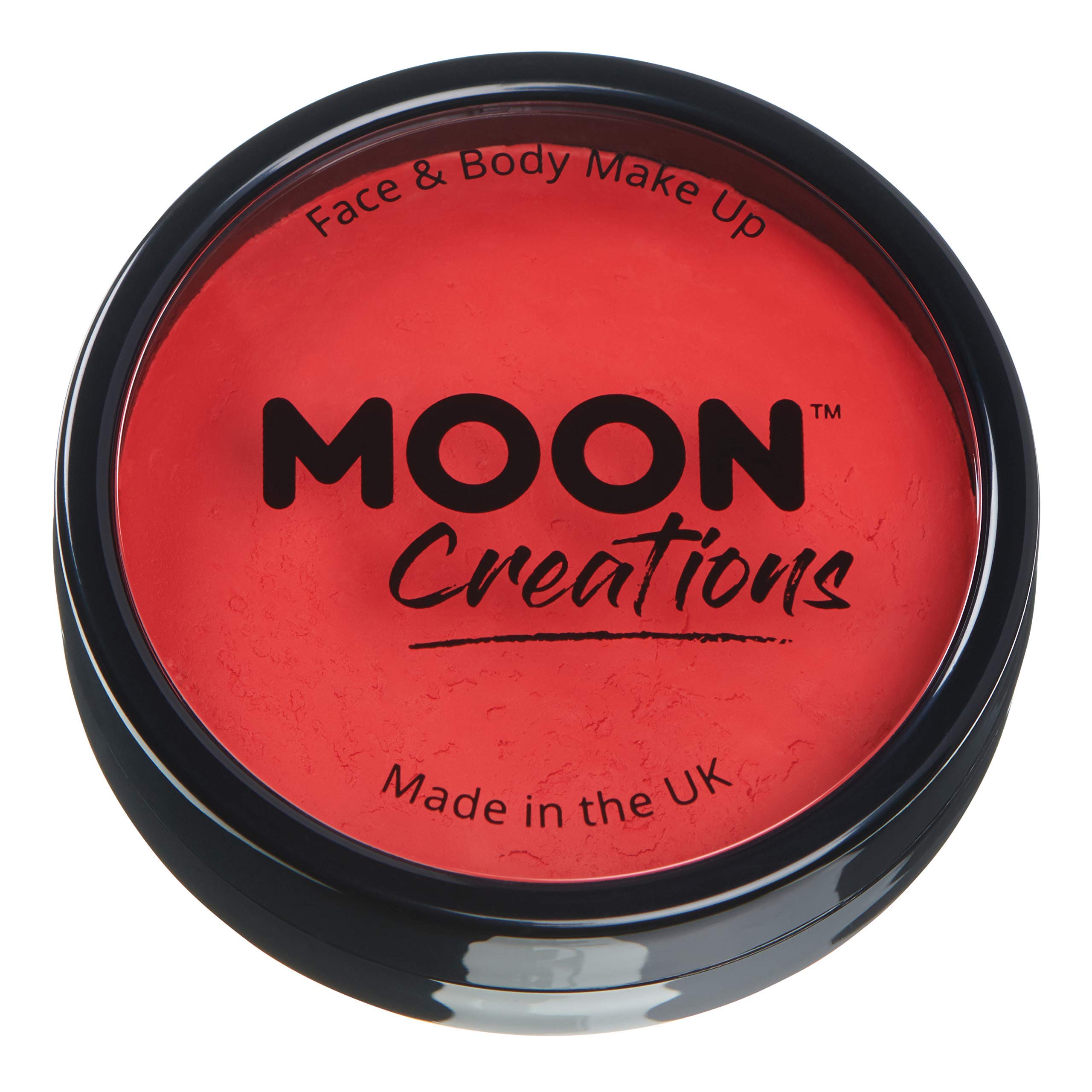 Moon Creations Pro Face & Body Makeup | Bright Red | 36g | Professional Colour Paint Cake Pots for Face Painting | Face Paint For Kids, Adults, Fancy Dress, Festivals, Halloween