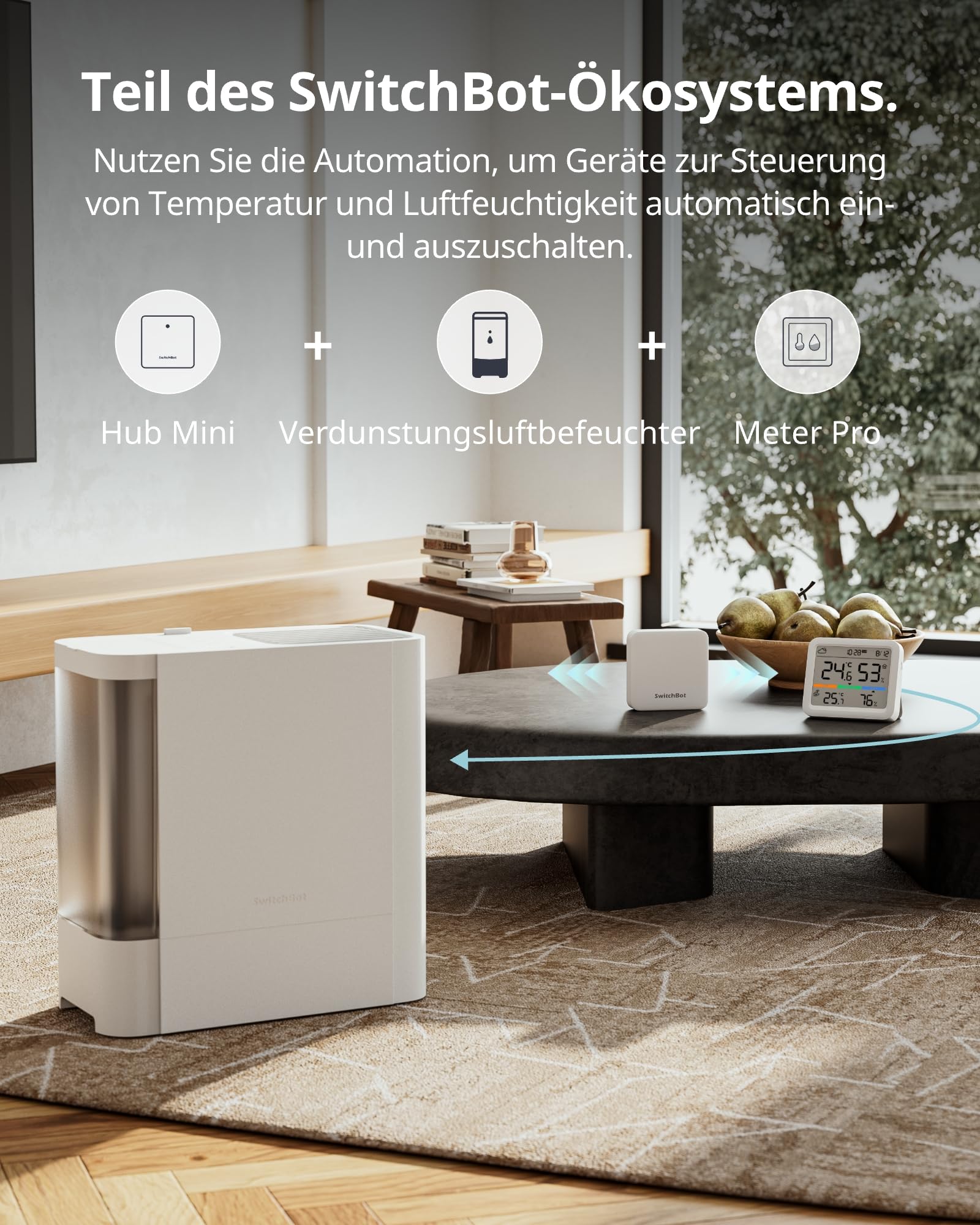 SwitchBot Wlan Wetterstation Funk mit Außensensor, Matter Hygrometer Thermometer Innen, Temperatursensor mit IP65 Außenthermometer und Matter Hub, Kompatibel mit Alexa, Apple Home, Google Home 8