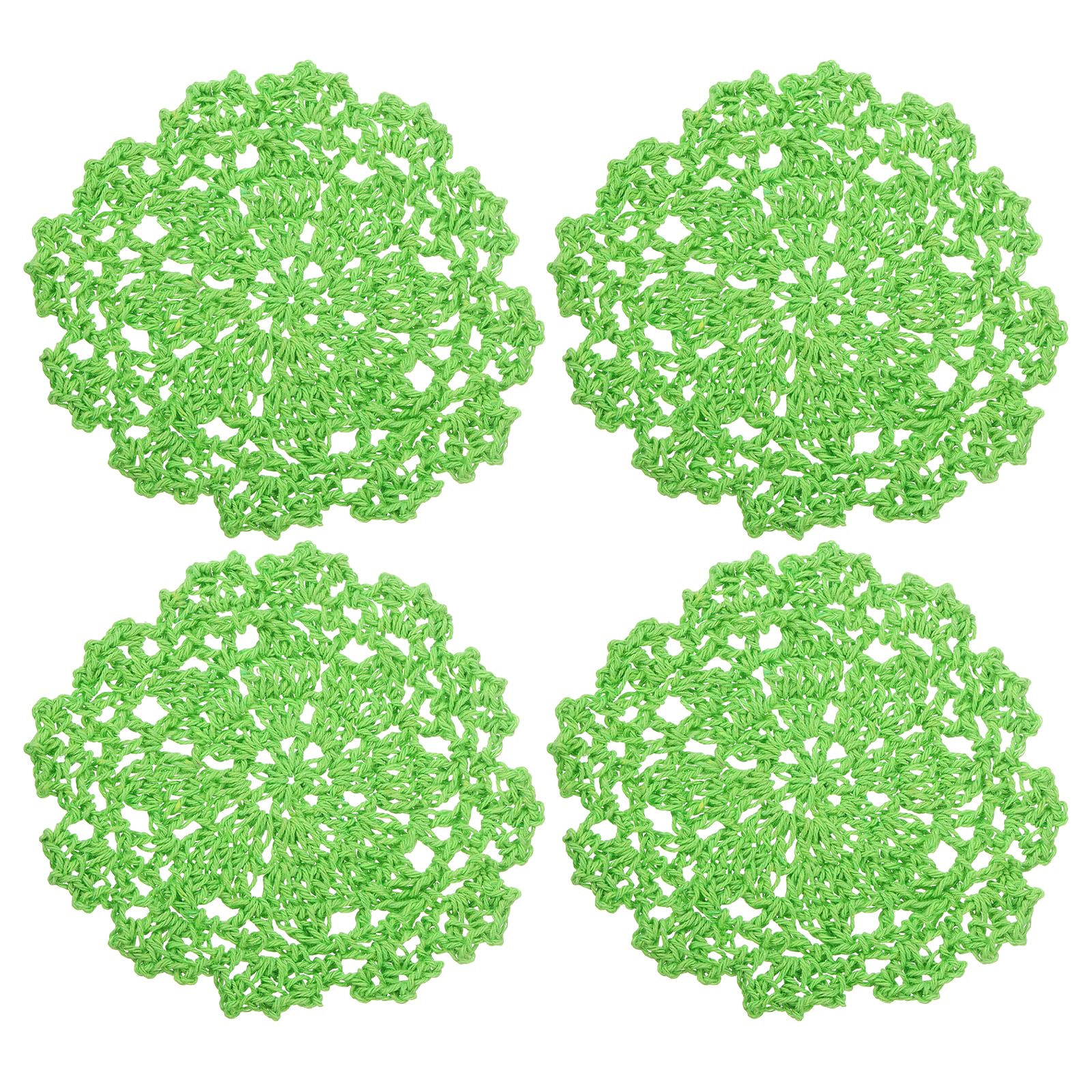 uxcell Fabric Coasters, 4pcs 4" - Cotton Woven Crochet Doilies, Lace Embroidery Cup Mat with Floral Pattern for Wedding Party Decoration (Green)