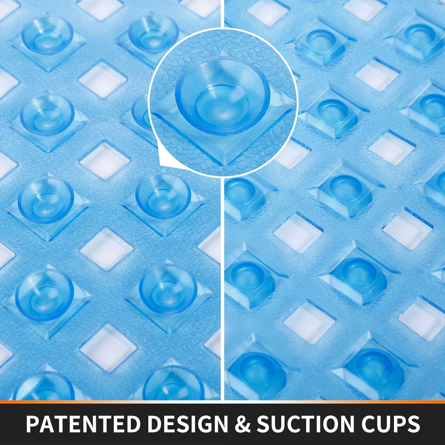 Yimobra Original Bath Tub and Shower Mat Extra Long, Non-Slip with Drain Holes, Suction Cups, Phthalate Free, Machine Washable Materials Bathroom Mats (34.5 x 15.5 Inch, Clear Blue): Home & Kitchen
