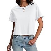 SMENG Women's Workout Crop Tops UPF50+ Cotton Soft Breathable Tshirt Loose Short Sleeve Yoga Athletic Shirt