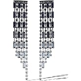 Jessica Simpson Dangle Chain Earrings for Women, Silver or Gold-Tone Valentines Earrings with Crystals