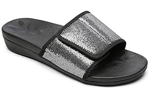 MEGNYA Orthopedic Slides Sandals for Women, Comfortable Plantar Fasciitis Sandals for Flat Feet, High Arch Support Walking Sandals with Adjustable Straps