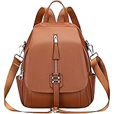 ALTOSY Genuine Leather Backpack for Women Convertible Shoulder Bag with Buckle Flap