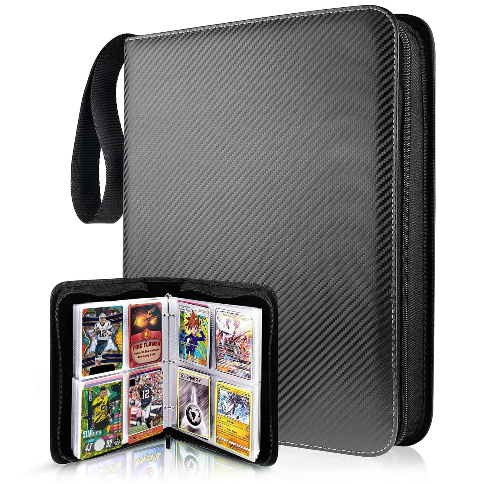 TONESPAC Black Cards Holder Album , trading card binder for Pokemon card, 400 pockets card folder for pokemon/football/yoto/yugioh cards pack, pokemon card binder gifts for boys girls