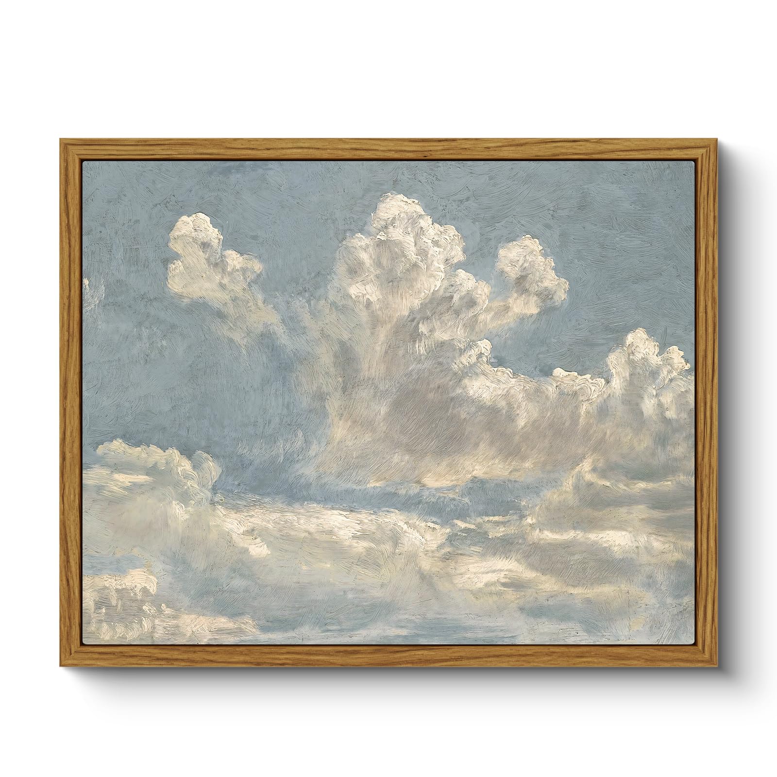 Photo 1 of ARPEOTCY Vintage Framed Canvas Wall Art, Blue Sky Cloud Oil Painting Wall Art for Living Room, Vintage Antique Retro Bathroom Bedroom Kitchen Office Decor Prints (8x10 Inch)
