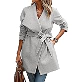 AOVDE Women's Classic Lapel Collar Jacket 2025 Winter Coats Wool Blend Pea Coats Casual Long Trench Coat