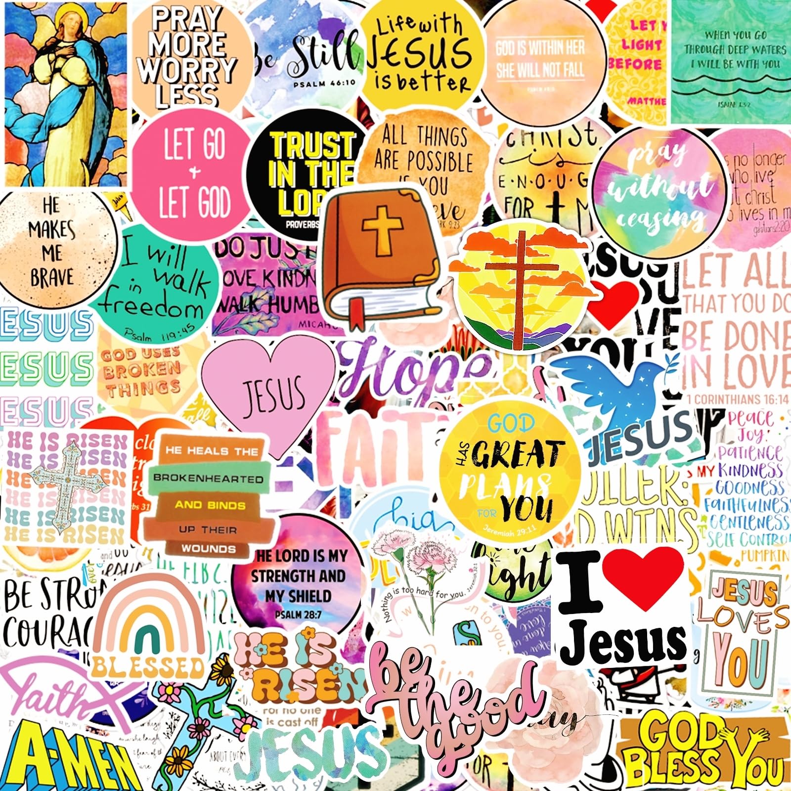 Photo 1 of 120 Pcs Inspirational Christian Stickers - Bible Verse Faith, Religious Jesus Motivational Stickers for Christmas, Easter Gifts