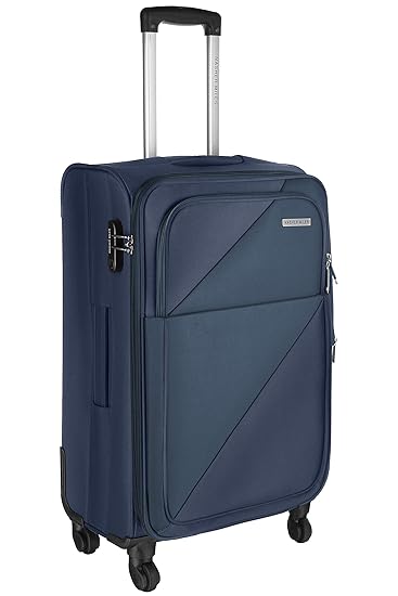 Nasher Miles Texas Expander Soft-Sided Polyester Check-in Luggage Navy Blue 28 inch |75cm Trolley Bag