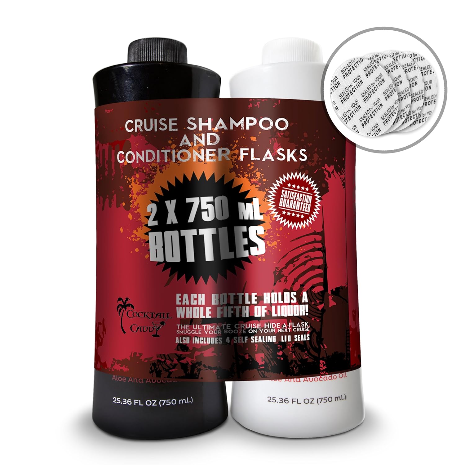Cocktail Caddy 2x 750ML Shampoo and Conditioner Rum Cruise Flask