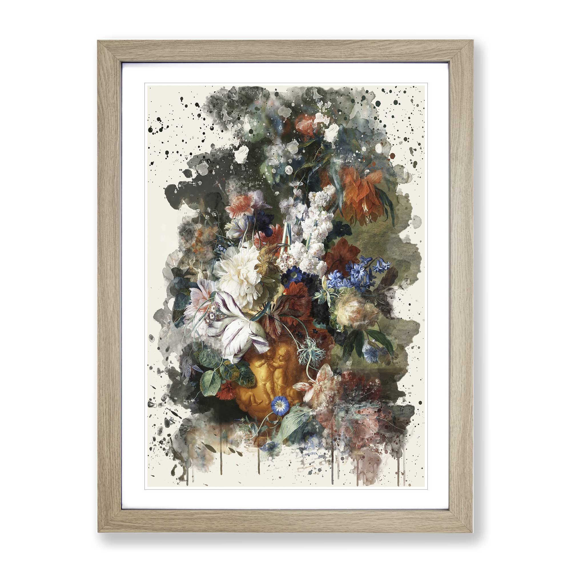 Willem Van Aelst Still Life Flowers 3 Modern Fc Framed Wall Art Print, Ready to Hang Picture for Living Room Bedroom Home Office Décor, Oak A4 (34 x 25 cm)