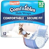 Hartz Comfitables Disposable Male Dog Wraps with Stretchy Waistband, Extra Small 12 Count