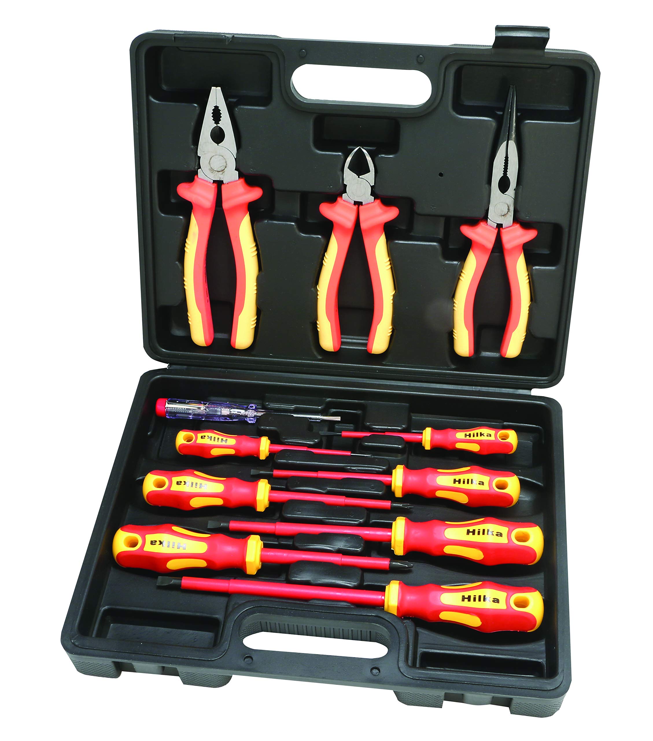 Hilka 34688011 VDE Screwdriver and Plier Set - Red/Yellow (11-Piece)