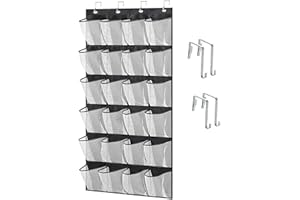MIIDNTLX Over the Door Shoe Organizer,Hanging Shoe Organizers for Closet Entryway Cabinet Door Hanger,Shoes Storage Stand Wall Holder,Space Saving Clear 24 Pocket Mesh Breathable Shoe Rack