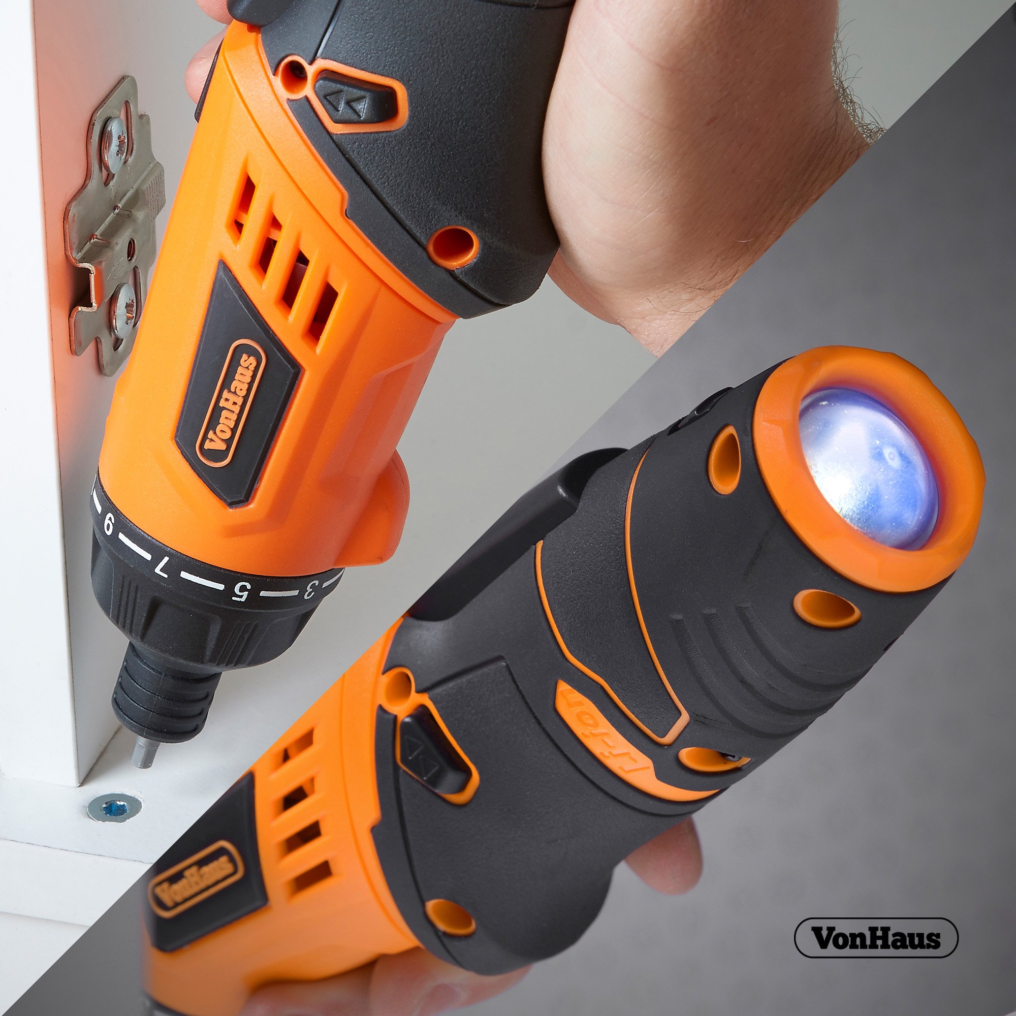 VonHaus Cordless Hand Drill and Household Tool Kit - 94pc Tool Kit for Beginners - Includes 3.6V/Cordless Lithium-ion Screwdriver - Power & Hand Tools with Drill Sets in Case