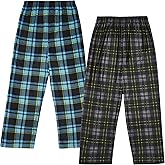 Mad Dog Boys Pajama Pants - Soft Fleece PJ Bottoms for Kids - Buffalo Plaid Lounge Pants, Warm & Comfy Microfleece 2PK Set