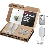 3M CLAW 25 lb. 2 Drywall Silver Hooks &amp; 2 Extra Picture Hangers, Heavyweight Hanging Solution for Backpacks, Jackets, Pictures and Room Decor, Cute Wall Hooks - 4 Pack