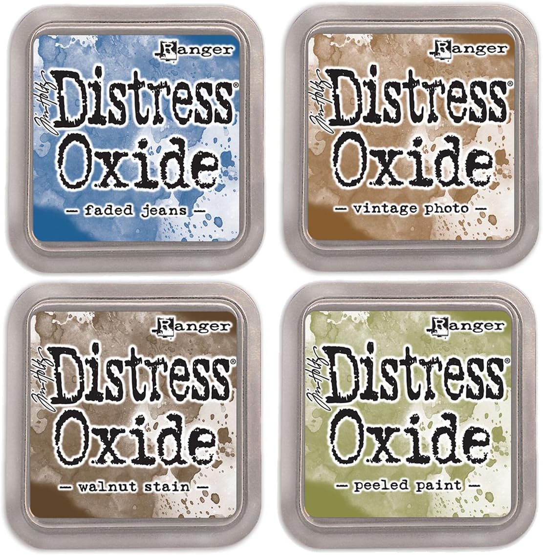 NEW Ranger Tim Holtz Distress Oxide 4 Ink Pads: VINTAGE + WALNUT + FADED + PEELED