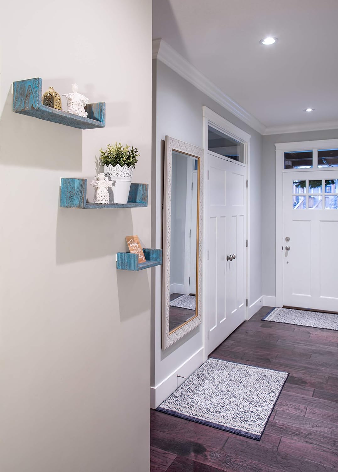 Rustic Wall Mounted UShaped Floating Shelves Set of 3 Large