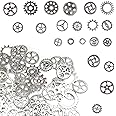 BIHRTC 100 Gram Assorted Antique Steampunk Gears Charms Pendants Clock Watch Wheel Alloy Metal Gear Steampunk Accessories Cog for Crafting Jewelry Making(Antique Sliver)