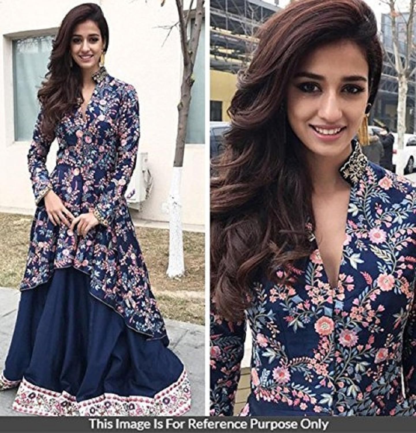 skd fashion women's silk semi-stitched gown (blue_free size)