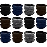 12 Pack Winter Neck Buff Warmers, Neck Gaitor Thermal Fleece Lined Interior Warm Scarf Wrap, Mens Womens