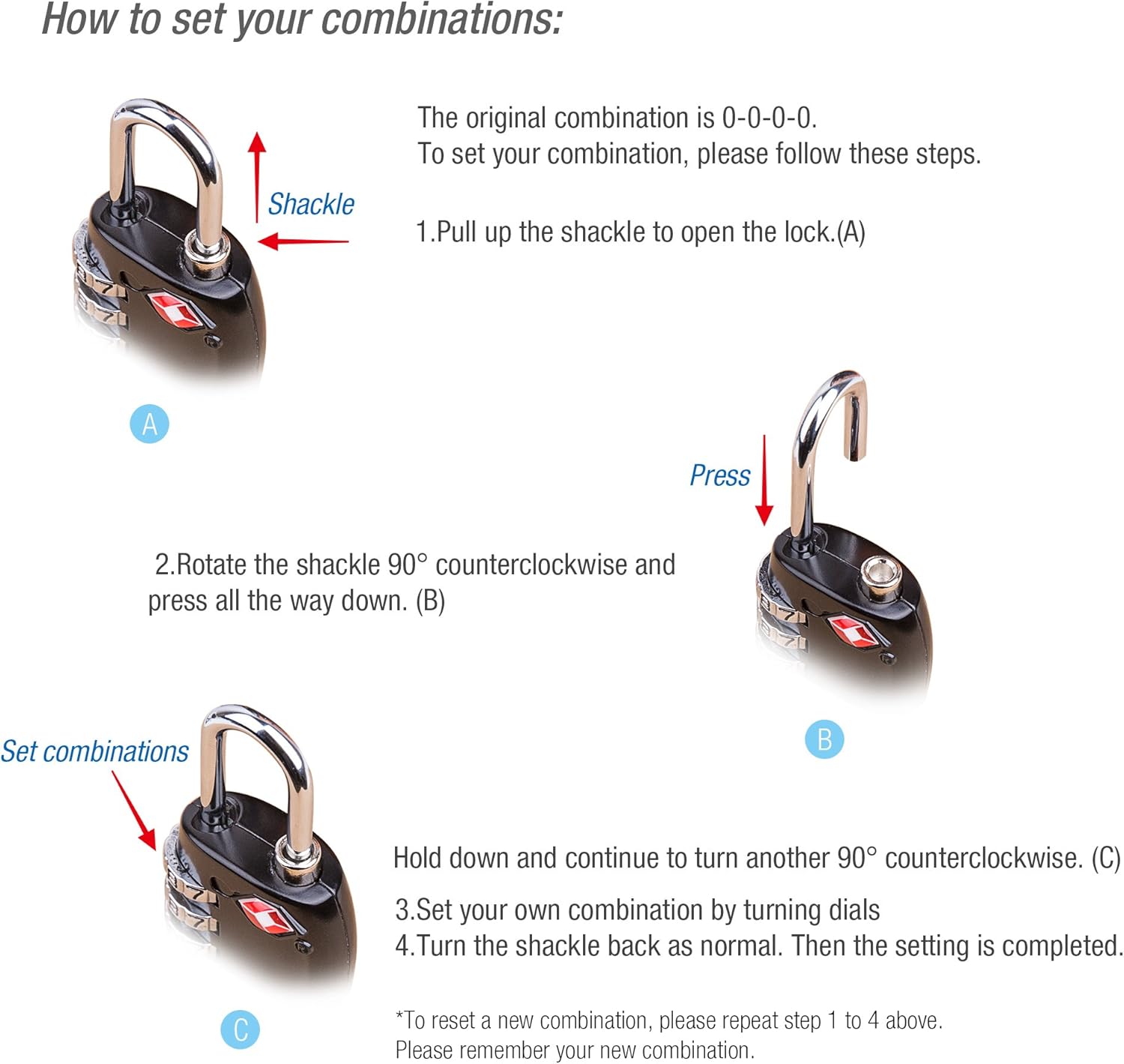 Intcrown Gym Lock 4 Digit Padlock TSA Approved Combination Lock for Luggage Suitcase Gym and Sports Lockers 2 Pack - - 