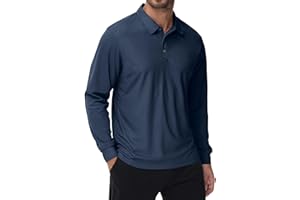 Cityork Men's Polo Shirt Quick Dry Button Golf Shirts UPF 50+ Sun Protection Polos Long Sleeve Casual Collar T Shirts