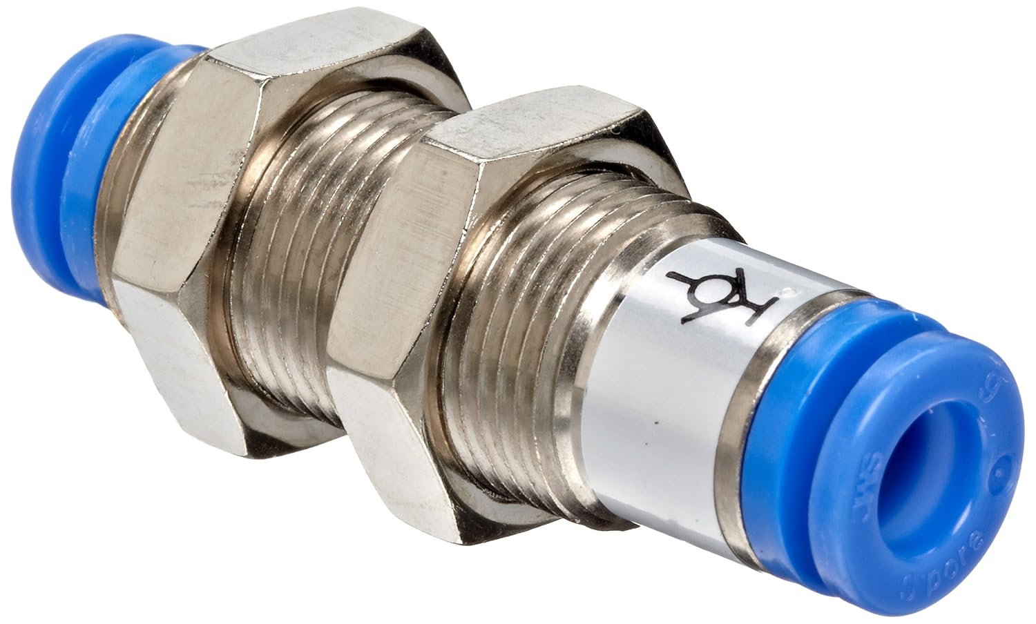 SMC KC Series Brass Self Seal Tube Fitting, Bulkhead Union, 6mm Tube OD x M14x1 Push To Connect