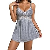 Vicarly Sexy Ruffle Floral Lace Night Gown Babydoll Lingerie Dress One Piece
