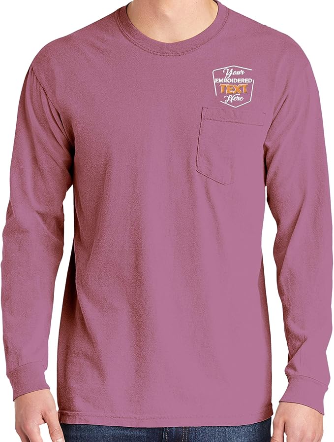 Custom Embroidered Long Sleeve Shirts for Men Personalized