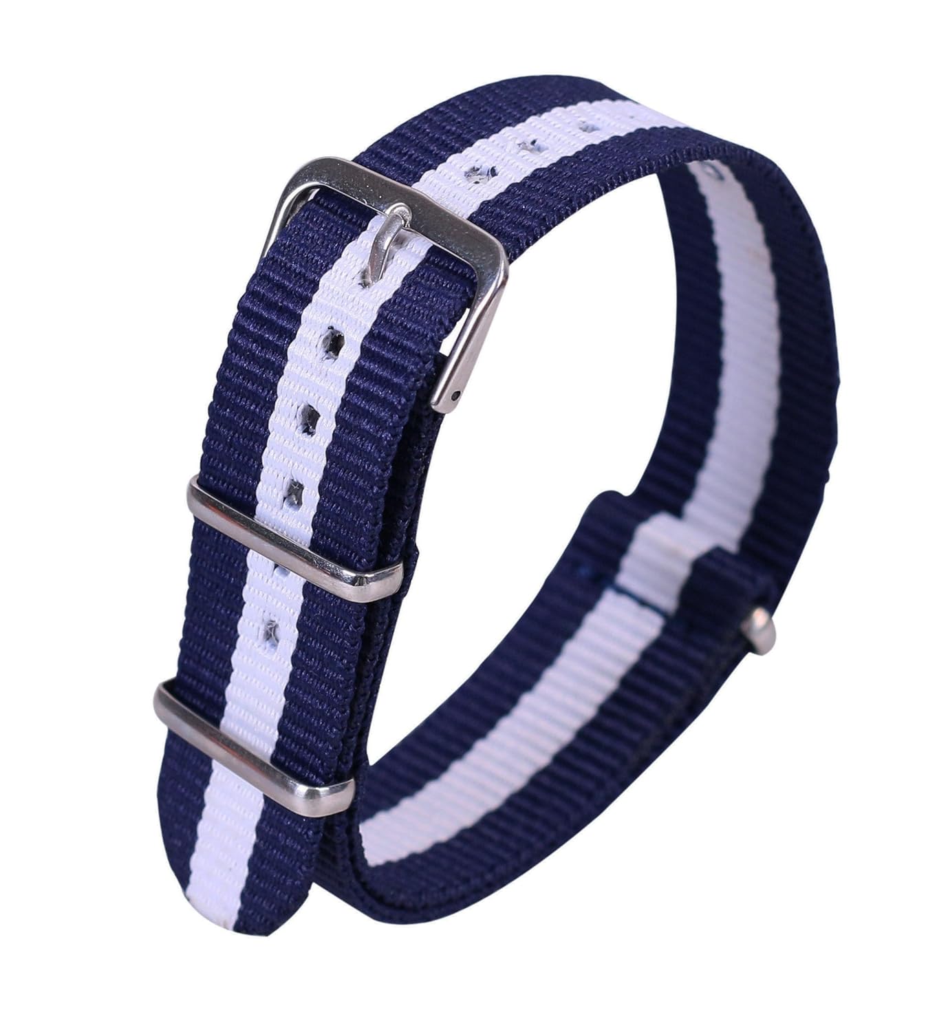 20mm Blue/White Luxurious Military Durable Nylon NATO Style Watch