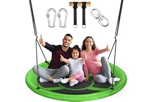EVERYFUN 43" Saucer Tree Swing for Kids Adult, 700lbs Weight Capacity, Waterproof Flying Saucer Swing with Adjustable Hanging Straps, Swing Seats for Backyard Outdoor Indoor Playground, Green