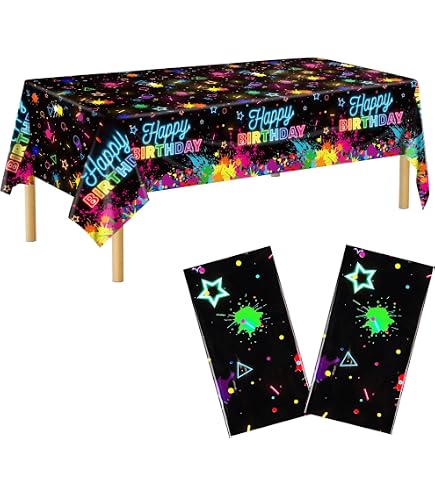XJLANTLE 4er-Pack Neon-Glow-Party-Tischdecken – Fluoreszierende Plastikdecke 130x220 Cm, Wasserdicht, Für Schwarzlichtpartys & Geburtstage Leuchtende Tischdecke
