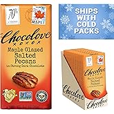 Chocolove Maple Glazed Salted Pecans Dark Chocolate Bars | 70% Cocoa | Crunchy Pecans | Premium Belgian Chocolate | Non GMO, 