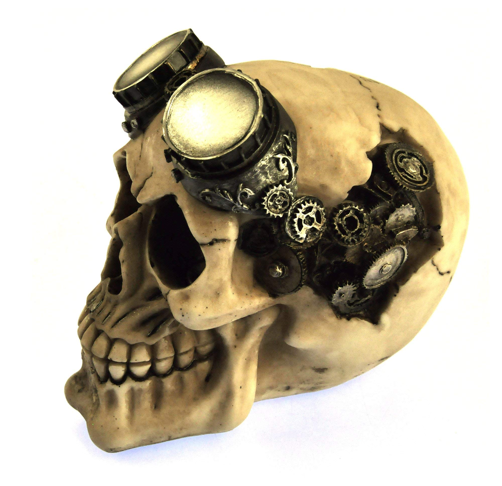 Nemesis Now Goggles Steampunk Skull Figure, Skull Ornament, 15cm, Ivory