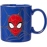 Silver Buffalo Marvel Comics Spiderman Wax Resist Ceramic Mug, 20 Ounces, Blue/Multi, 20oz