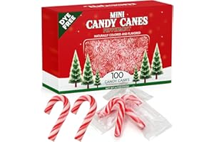 TABOOM Mini Candy Cane Individually Wrapped 100 Pack - Dye-Free Small Peppermint Candy Canes Red & White Christmas Candy For Holiday Gifts, Stocking Fillers, Party Favors & Decorations