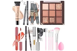 YBUETE Makeup Set Kit for Women Girls Teens, Makeup Present Set, Includes 9 Color Eyeshadow, Counter Stick, Foundation, Eyebrow Pencil, Eyeliner, Mascara, Lip Gloss, 5Pcs Brushes, Sponge