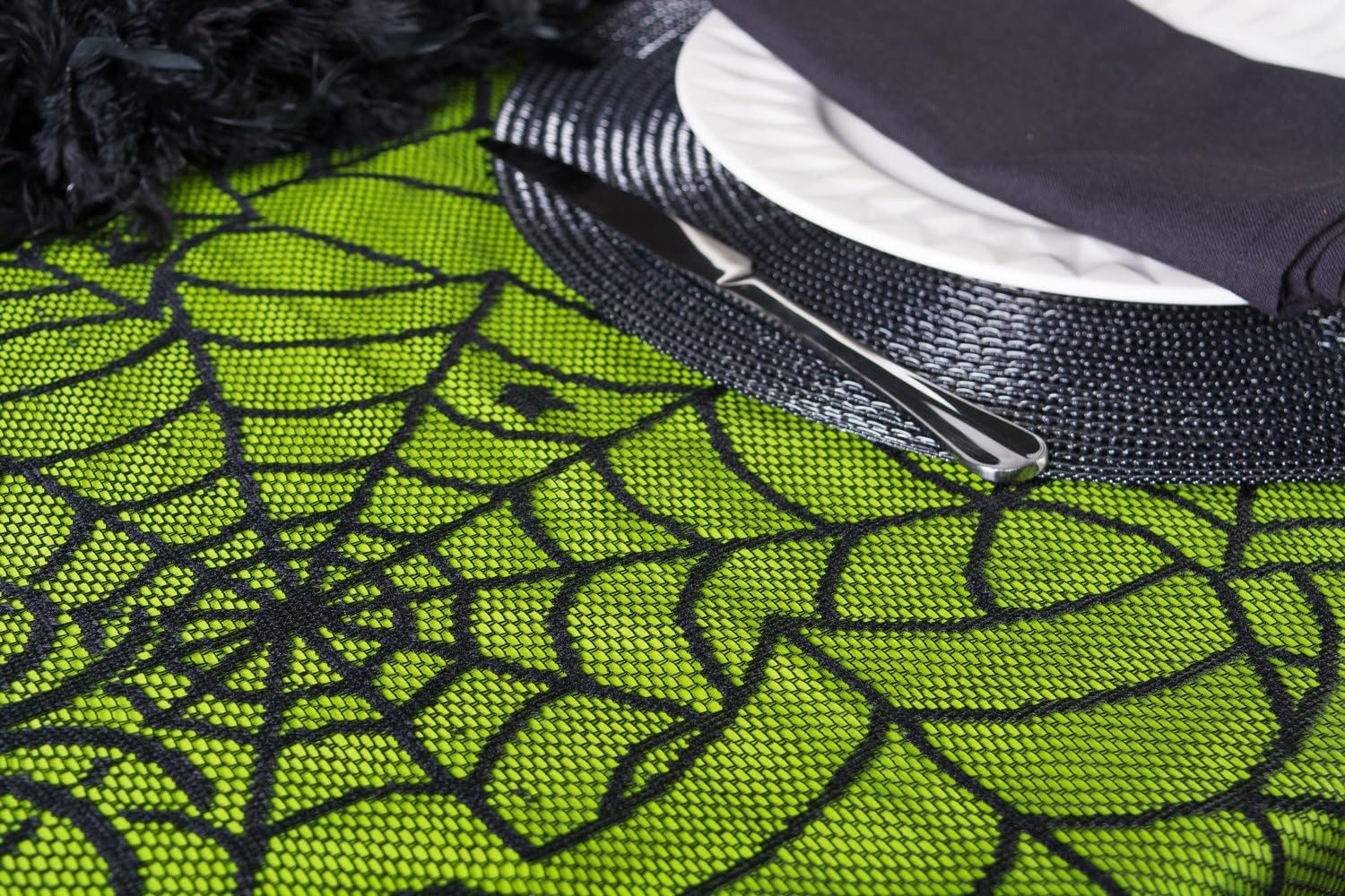 DII 54x72" Rectangular Polyester Lace Tablecloth, Black Spider Web - Perfect for Halloween, Dinner Parties and Scary Movie Nights: Home & Kitchen