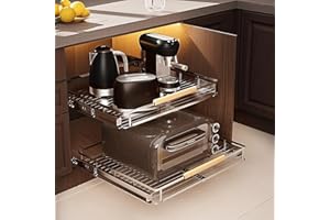 2 Pack Pull Out Cabinet Organizer Adjustable Width 17.1~28" W x 22.5" D，Heavy Duty Expandable slide out spice rack for cabine