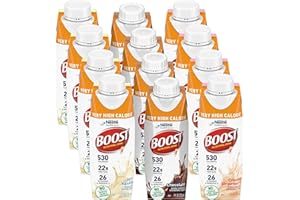 BOOST Very High Calorie Nutritional Drink Variety Pack, 12 Count – 4 Vanilla, 4 Chocolate, 4 Strawberry – 530 Calories per 8 fl oz Bottle, Nutrient-Rich (Variety Pack)
