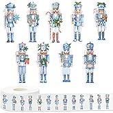 Whaline 1000 Pcs Christmas Nutcracker Stickers Roll Xmas Cartoon Chinoiserie Nutcracker Self Adhesive Decals for Winter Holiday Birthday Party DIY Craft Scrapbook Decor, 9 Designs