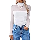 Avidlove Women Long Sleeve Bodysuit Turtle Neck Shapewear Body Suits Mesh One Piece Leotard Shirt Going Out Tops Fall Outfits